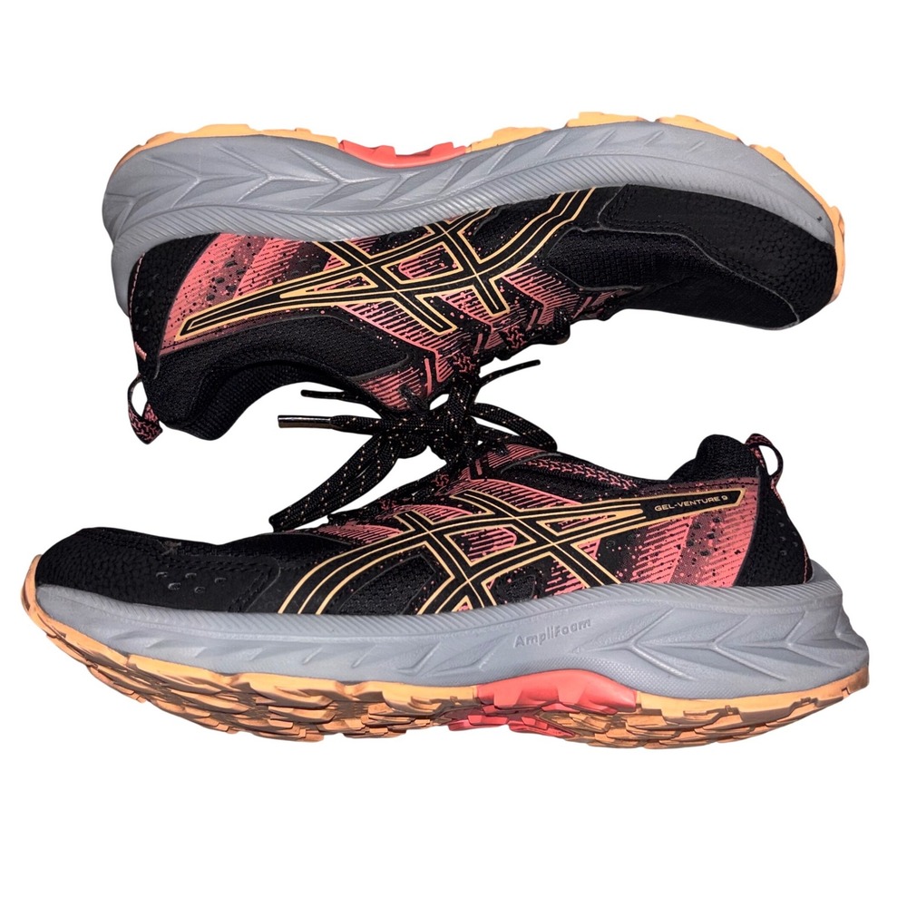 Asics Gel-Venture 9 Trail Running Shoes Black Coral Pink Womens Sneaker